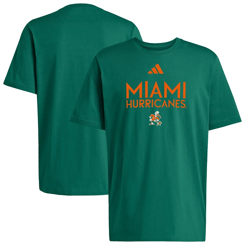 Men's adidas Green Miami Hurricanes Locker Wordmark T-Shirt