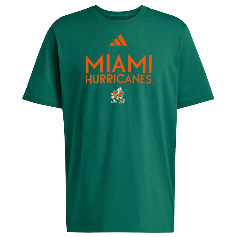 T-shirt adidas orange Miami Hurricanes pour homme, collection saison fraîche
