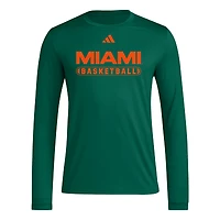 Men's adidas Green Miami Hurricanes On-Court Pregame Long Sleeve T-Shirt