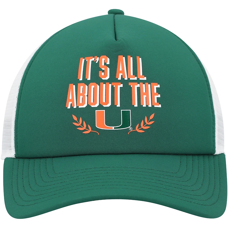 Men's adidas Green Miami Hurricanes Phrase Foam Front Trucker Adjustable Hat
