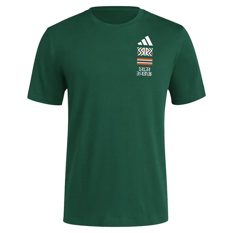 Men's adidas Green Miami Hurricanes Reverse Retro Baseball 2 Hit T-Shirt