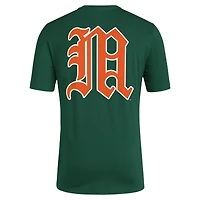Men's adidas Green Miami Hurricanes Reverse Retro Baseball 2 Hit T-Shirt