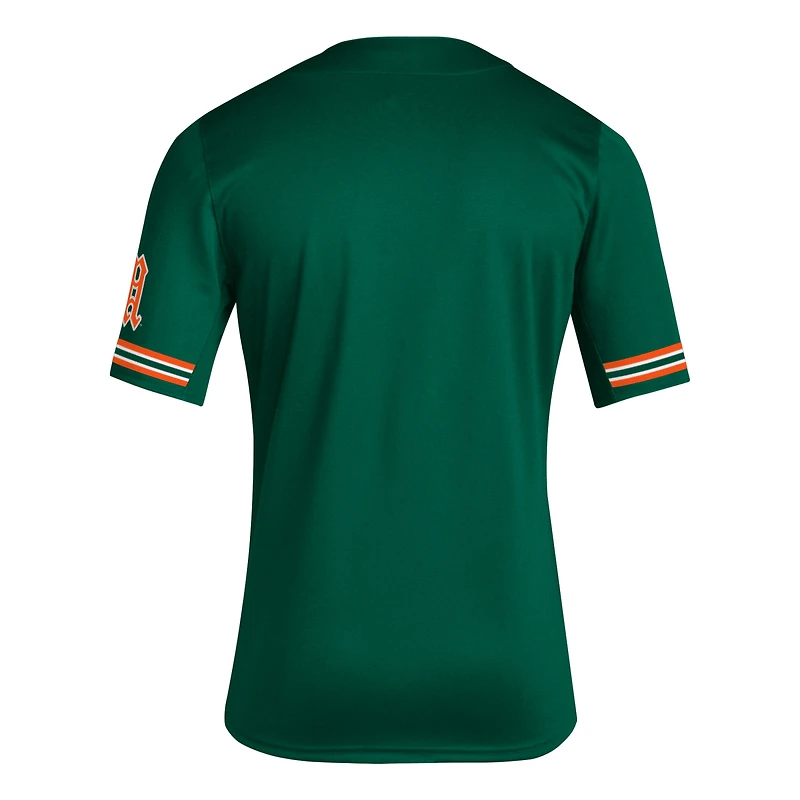 Maillot de baseball rétro réplique inversé Miami Hurricanes adidas vert pour hommes