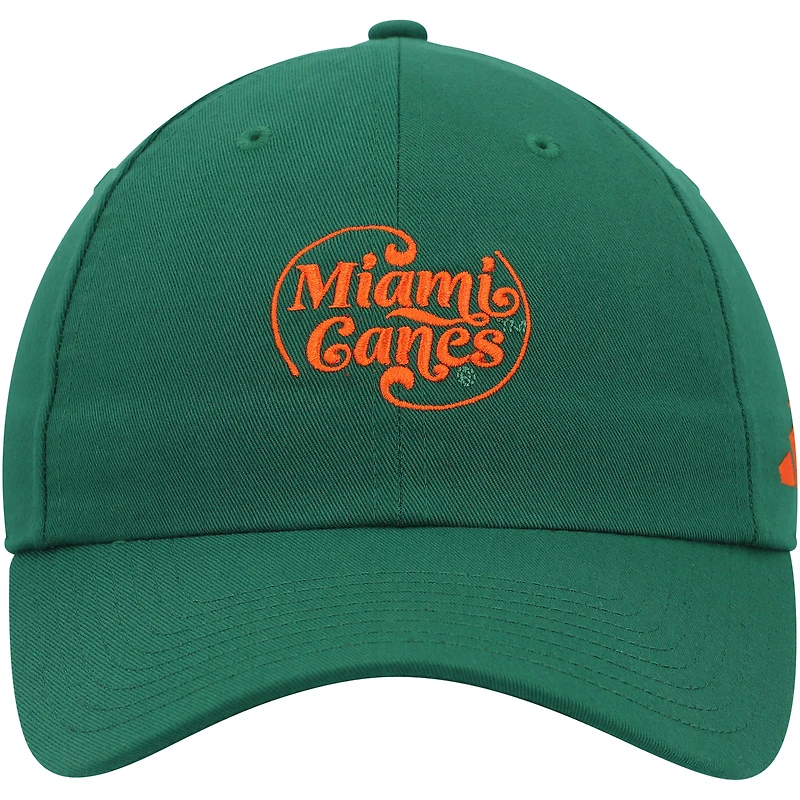 Casquette réglable Slouch Miami Hurricanes adidas verte pour homme