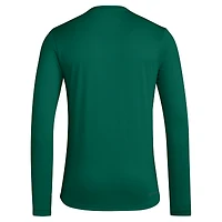 T-shirt à manches longues adidas vert Miami Hurricanes Wordmark Pregame AEROREADY pour homme