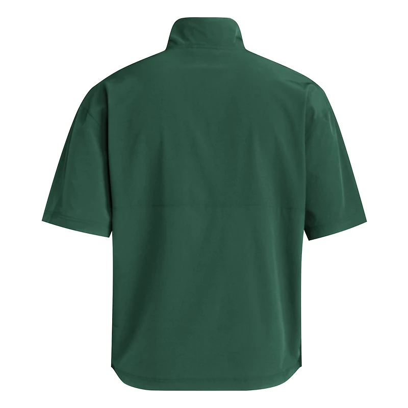 Pull à manches courtes tissé zippé adidas vert Miami Hurricanes pour homme