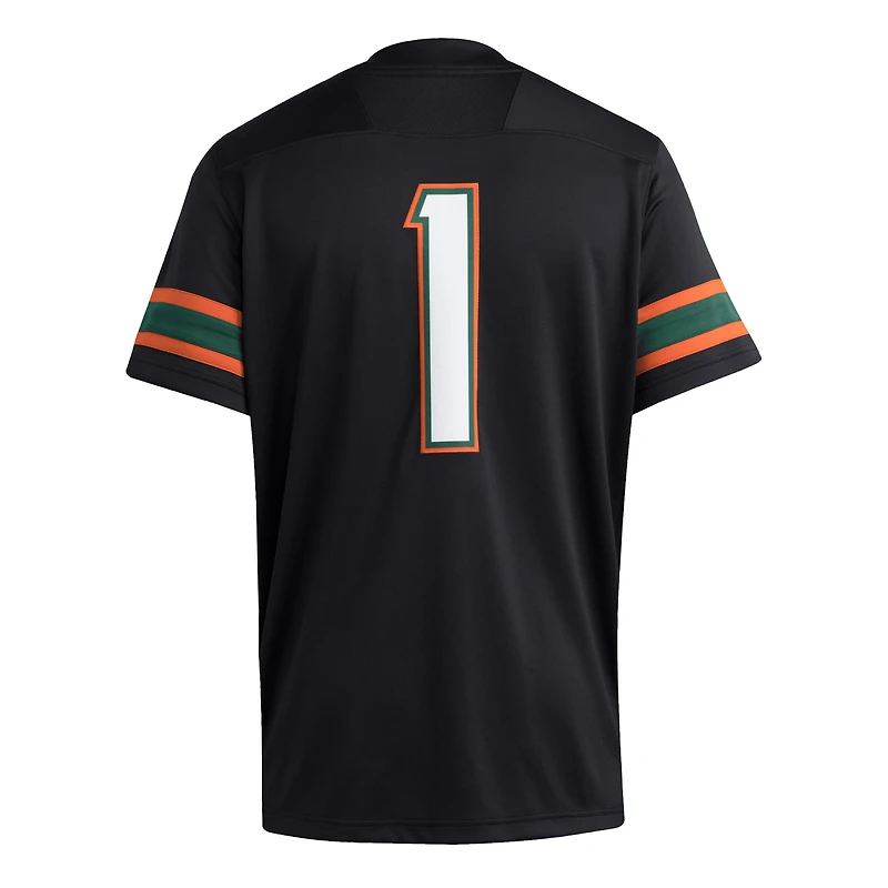 Men's adidas #1 Black Miami Hurricanes Premier Jersey