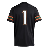 Men's adidas #1 Black Miami Hurricanes Premier Jersey