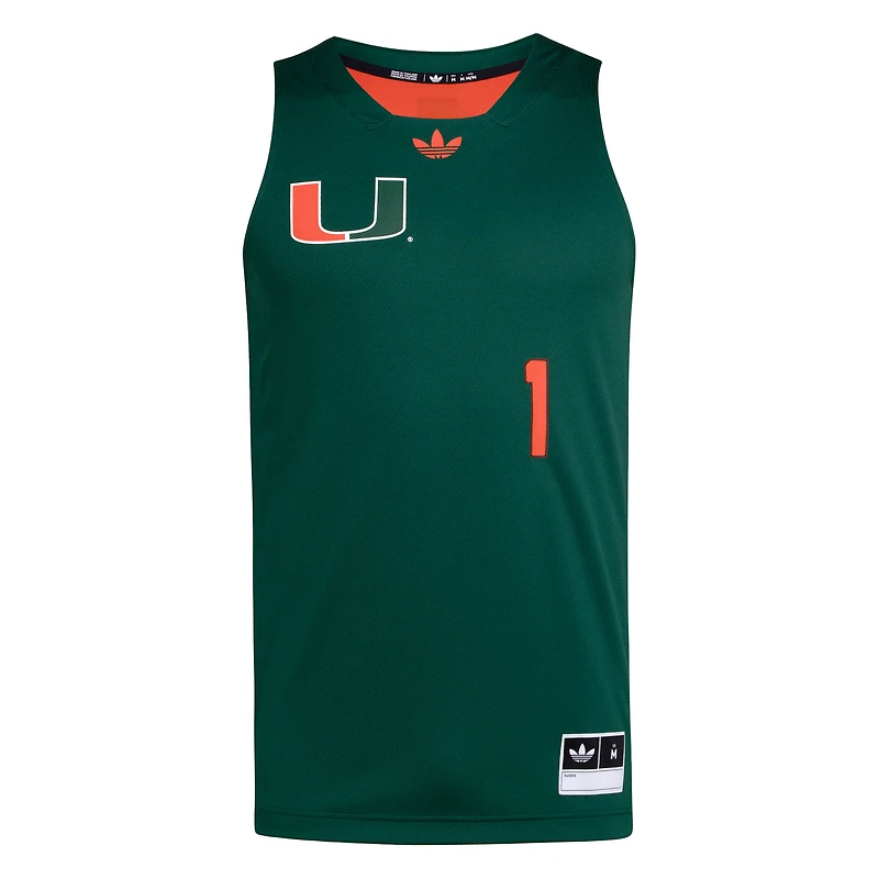 Men's adidas #1 Green/Orange Miami Hurricanes Black History Month Basketball Jersey