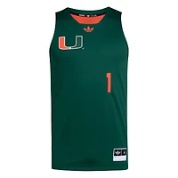 Men's adidas #1 Green/Orange Miami Hurricanes Black History Month Basketball Jersey