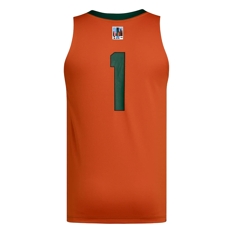 Maillot de basket-ball adidas #1 vert/orange Miami Hurricanes Black History Month pour homme