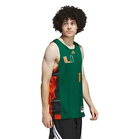 Men's adidas #1 Green/Orange Miami Hurricanes Black History Month Basketball Jersey