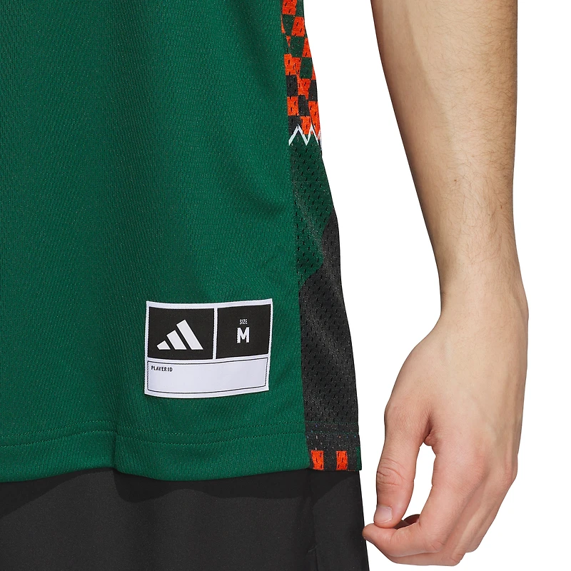 Maillot de basket-ball adidas #1 vert/orange Miami Hurricanes Black History Month pour homme