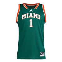 Men's adidas #1 White Miami Hurricanes Replica Swingman Jersey