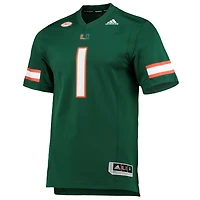 Men's adidas #1 Green Miami Hurricanes Team Premier Football Jersey