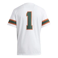 Maillot adidas #1 blanc des Miami Hurricanes Premier pour homme