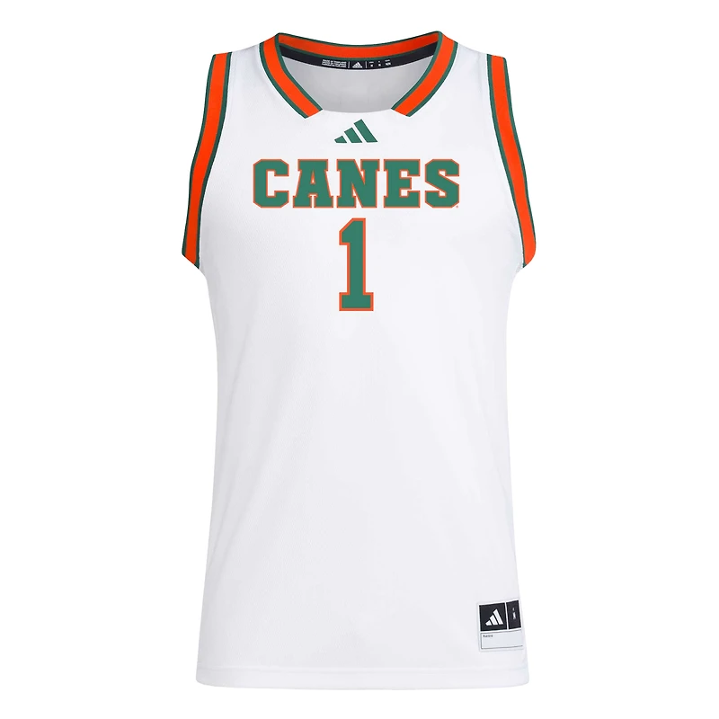 Maillot réplique Swingman blanc adidas #1 des Miami Hurricanes pour homme