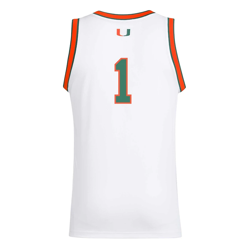 Maillot réplique Swingman blanc adidas #1 des Miami Hurricanes pour homme
