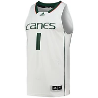 Maillot de basket-ball Swingman l'équipe Miami Hurricanes #1 adidas blanc pour hommes