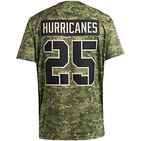 Maillot adidas #25 Camo Miami Hurricanes Honor & Support Premier Strategy pour homme