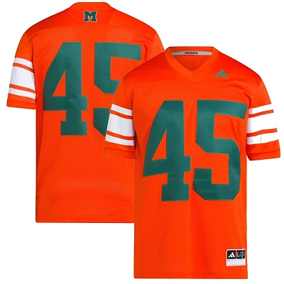 Maillot de football adidas #45 orange Miami Hurricanes pour homme