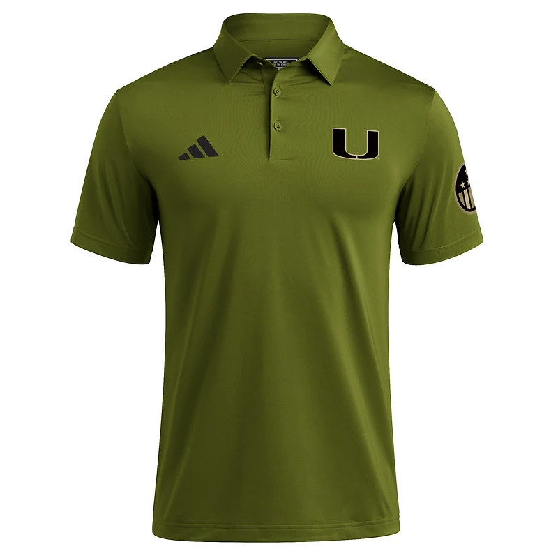 Polo adidas vert Miami Hurricanes Salute to Service Ultimate365 Solid pour homme