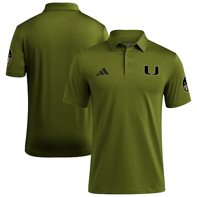 Men's adidas Olive Miami Hurricanes Salute to Service Ultimate365 Solid Polo