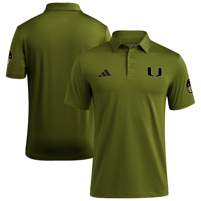 Polo adidas vert Miami Hurricanes Salute to Service Ultimate365 Solid pour homme