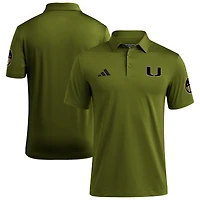 Polo adidas vert Miami Hurricanes Salute to Service Ultimate365 Solid pour homme