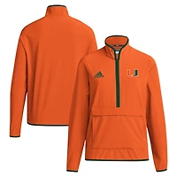 Veste adidas orange à demi-zip pour homme, Coaches Sideline, Miami Hurricanes