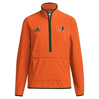 Veste adidas orange à demi-zip pour homme, Coaches Sideline, Miami Hurricanes