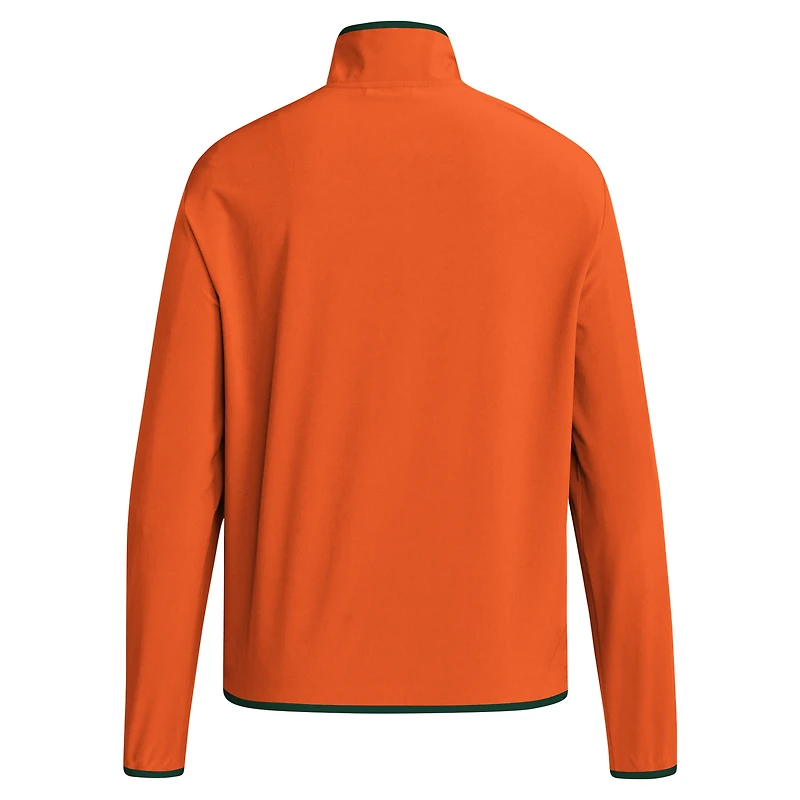 Veste adidas orange à demi-zip pour homme, Coaches Sideline, Miami Hurricanes