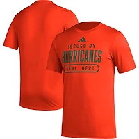 Men's adidas Orange Miami Hurricanes AEROREADY Pregame T-Shirt