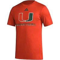Men's adidas  Orange Miami Hurricanes Fadeaway Basketball Pregame AEROREADY T-Shirt