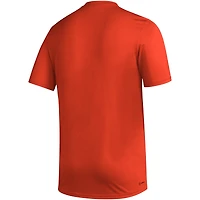 T-shirt orange adidas Miami Hurricanes Fadeaway Basketball Pregame AEROREADY pour hommes