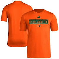 Men's adidas Miami Hurricanes Locker Slogan Pre-Game T-Shirt