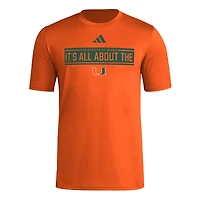 Men's adidas Miami Hurricanes Locker Slogan Pre-Game T-Shirt