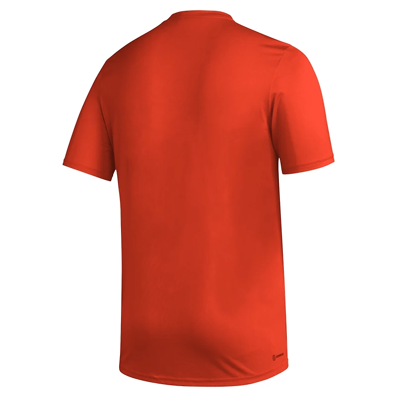 Men's adidas Orange Miami Hurricanes Primary Locker Logo Pre-Game AEROREADY T-Shirt