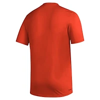Men's adidas Orange Miami Hurricanes Primary Locker Logo Pre-Game AEROREADY T-Shirt