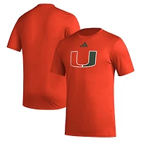 Men's adidas Orange Miami Hurricanes Primary Locker Logo Pre-Game AEROREADY T-Shirt