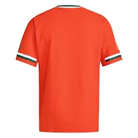 Men's adidas  Orange Miami Hurricanes V-Neck Baseball Jersey