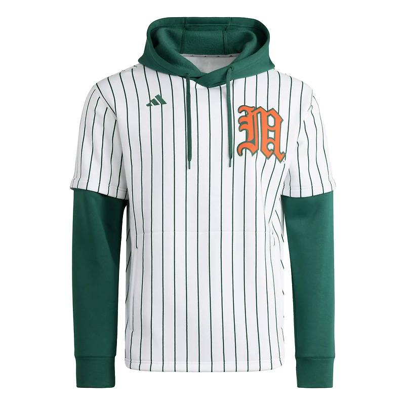 Men's adidas White/Green Miami Hurricanes Baseball Hoodie