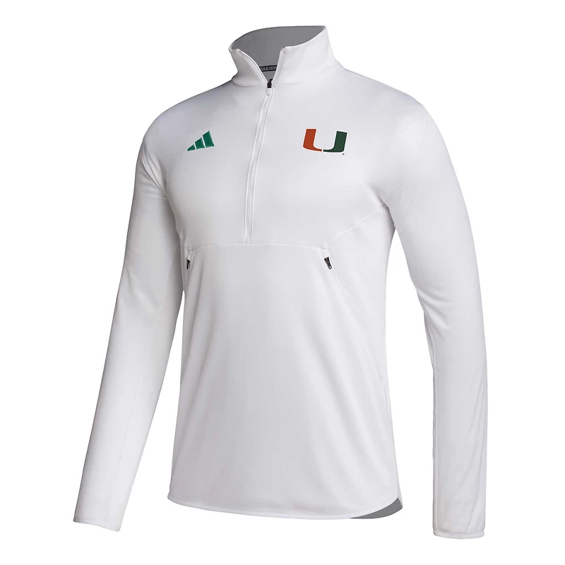 Haut demi-zip AEROREADY Sideline Miami Hurricanes 2023 pour homme adidas blanc