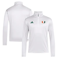 Men's adidas White Miami Hurricanes 2024 Coaches Sideline Quarter-Zip Top