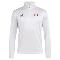 Men's adidas White Miami Hurricanes 2024 Coaches Sideline Quarter-Zip Top