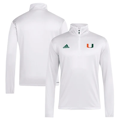 Men's adidas White Miami Hurricanes 2024 Coaches Sideline Quarter-Zip Top