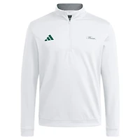 Men's adidas White Miami Hurricanes Elevated Quarter-Zip Jacket