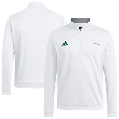 Veste zippée surélevée blanche Miami Hurricanes adidas pour homme
