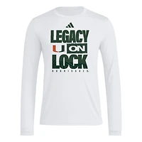 T-shirt à manches longues adidas blanc Miami Hurricanes Legacy On Lock pour homme