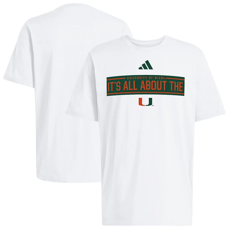 Men's adidas Miami Hurricanes Locker Slogan Pre-Game T-Shirt